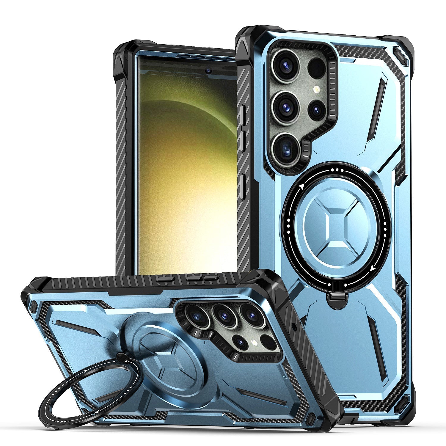 MagSafe-compatible, anti-fingerprint phone case with foldable stand(Samsung Galaxy S23 Ultra)