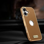 Togo Top-Grain Cowhide Leather Case with Electroplated Frame for iPhone