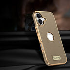 Togo Top-Grain Cowhide Leather Case with Electroplated Frame for iPhone