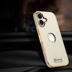 Togo Top-Grain Cowhide Leather Case with Electroplated Frame for iPhone
