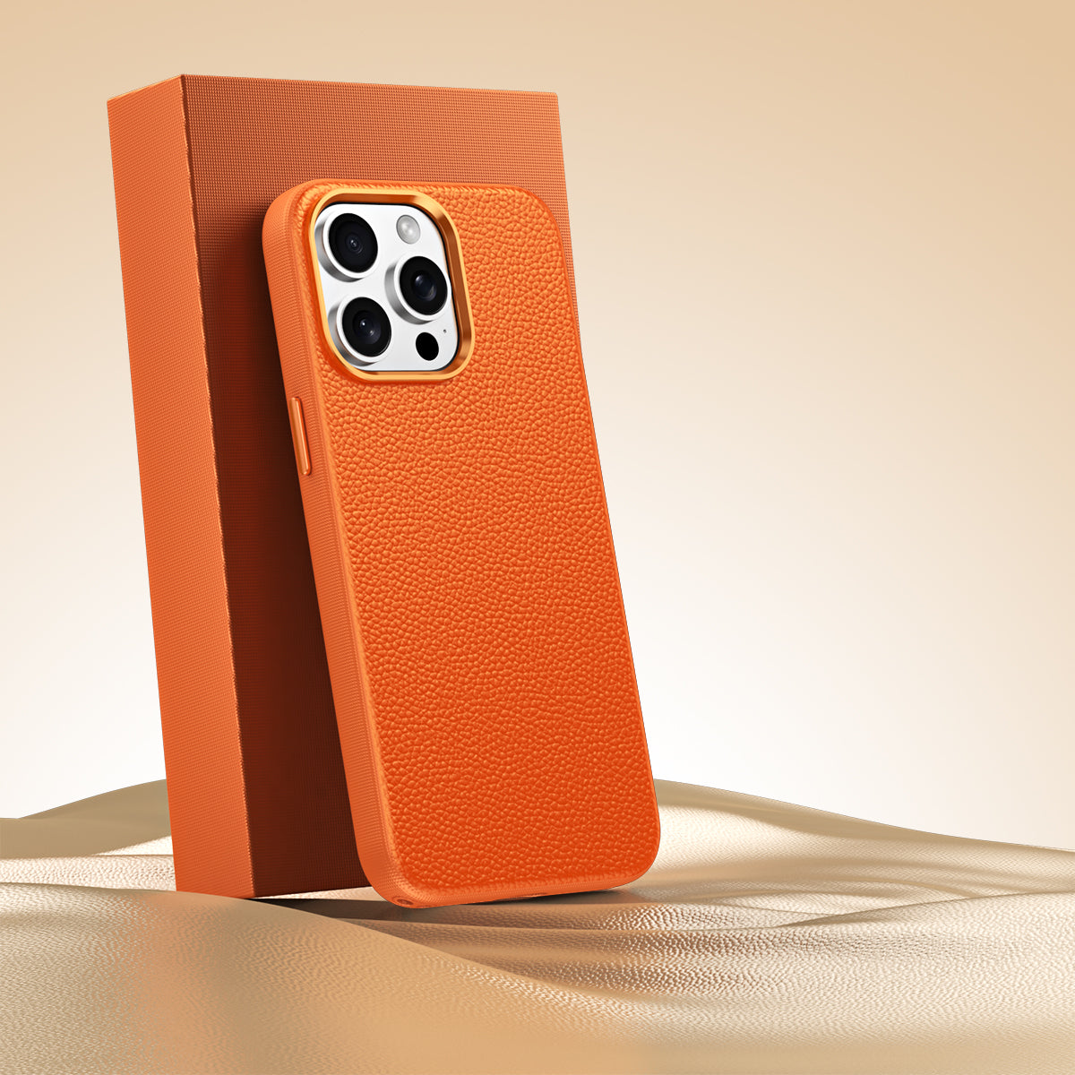 Premium Small Pebble Grain Top-Grain Cowhide Leather Case for iPhone