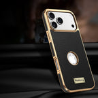 Togo Top-Grain Cowhide Leather Case with Electroplated Frame for iPhone