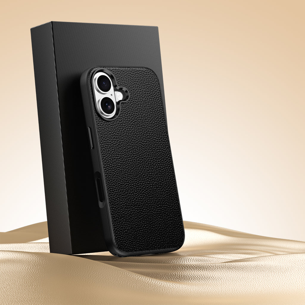 Premium Small Pebble Grain Top-Grain Cowhide Leather Case for iPhone