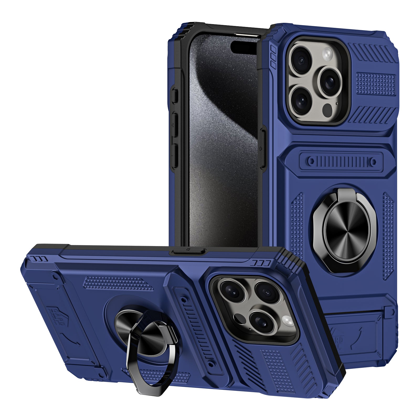 Rugged Shockproof Ring Stand Case for iPhone 17 / 16 / 15 / 14 / 13 Series