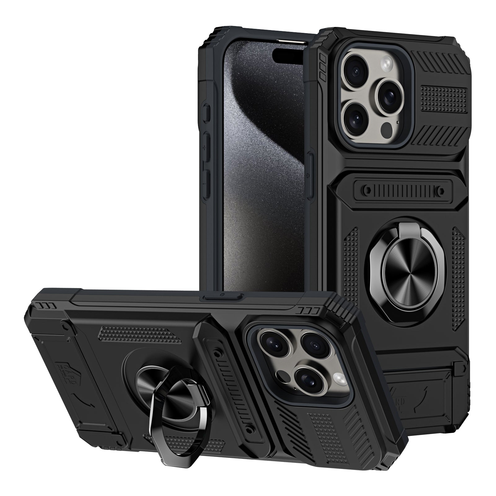 Rugged Shockproof Ring Stand Case for iPhone 17 / 16 / 15 / 14 / 13 Series