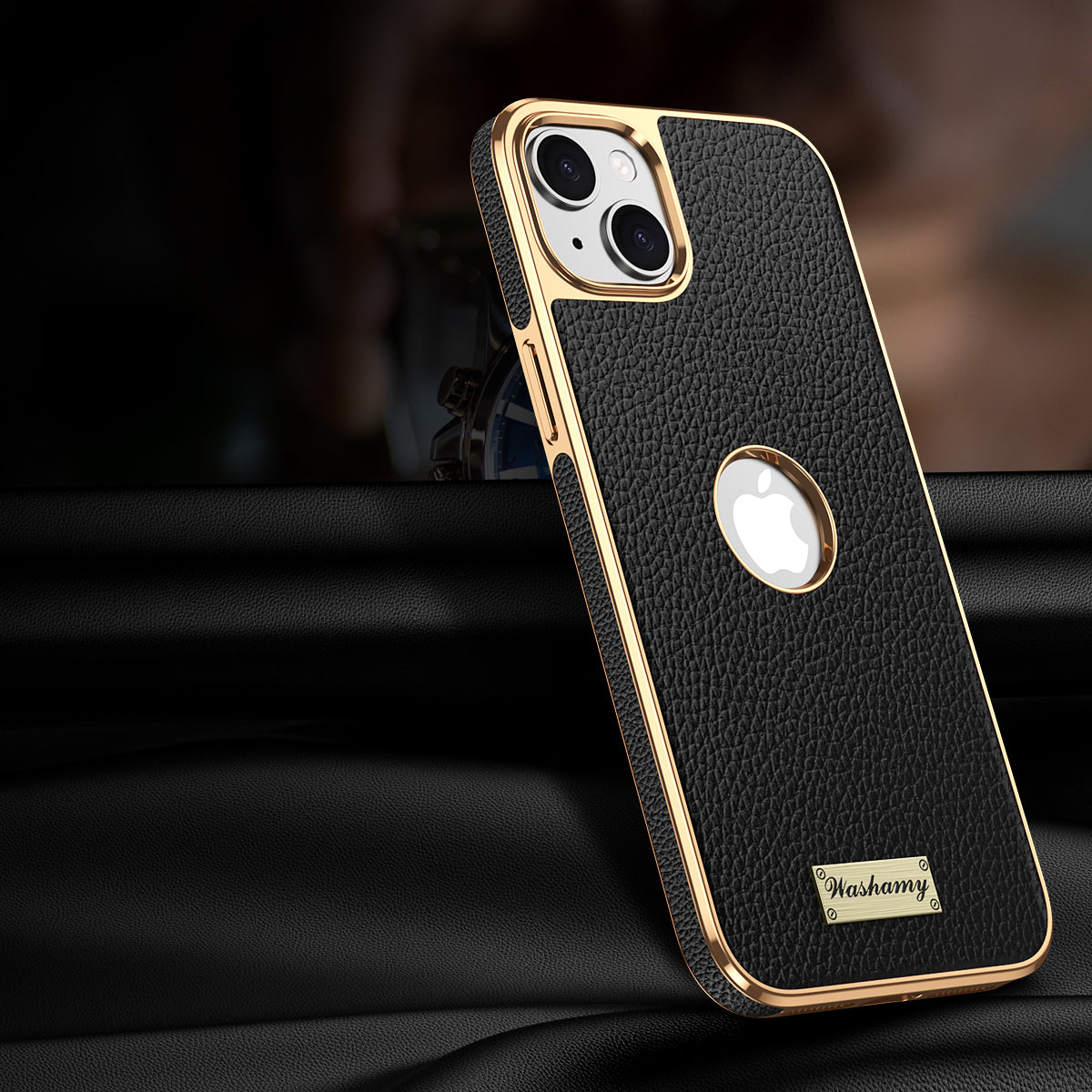 Togo Top-Grain Cowhide Leather Case with Electroplated Frame for iPhone