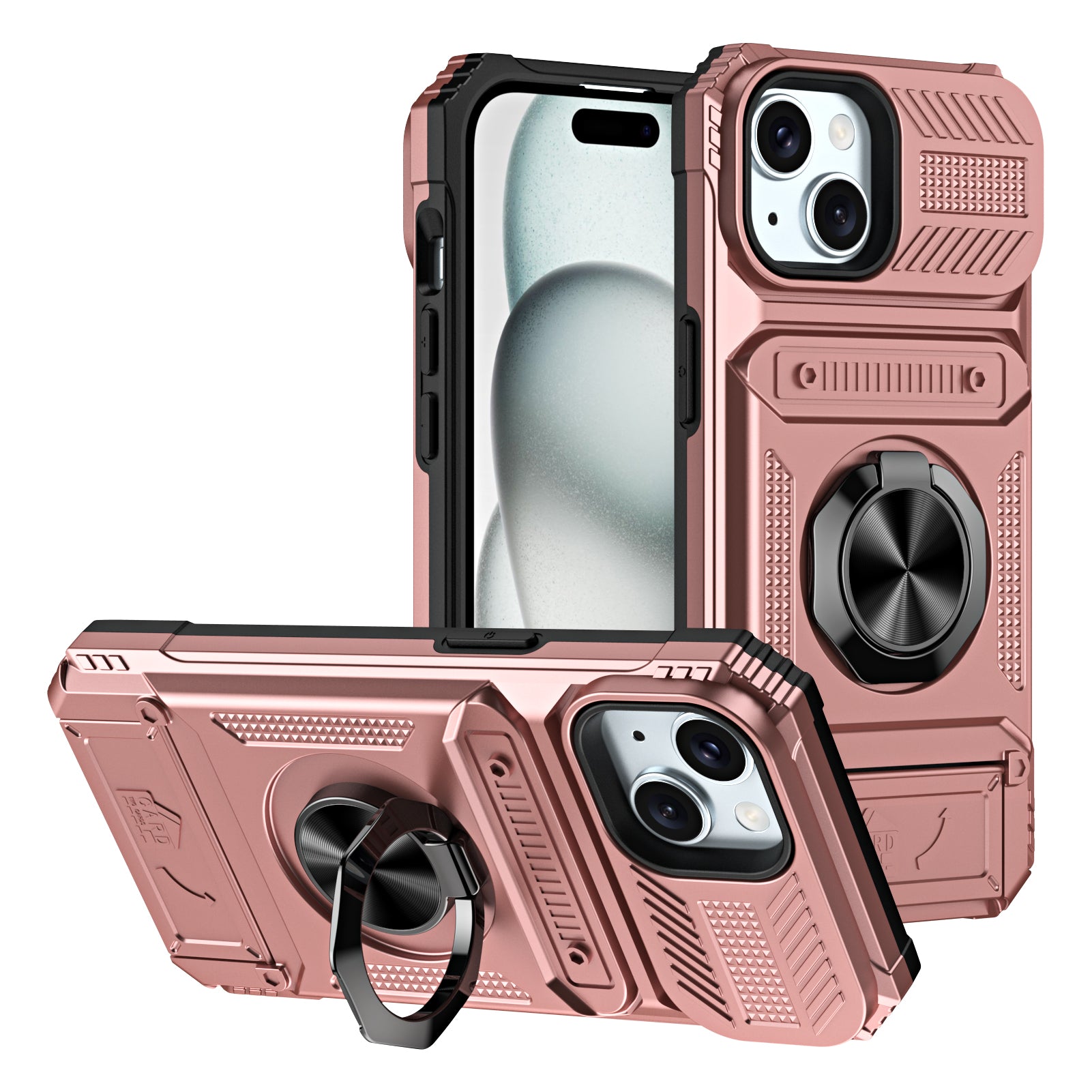 Rugged Shockproof Ring Stand Case for iPhone 17 / 16 / 15 / 14 / 13 Series