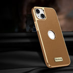 Togo Top-Grain Cowhide Leather Case with Electroplated Frame for iPhone