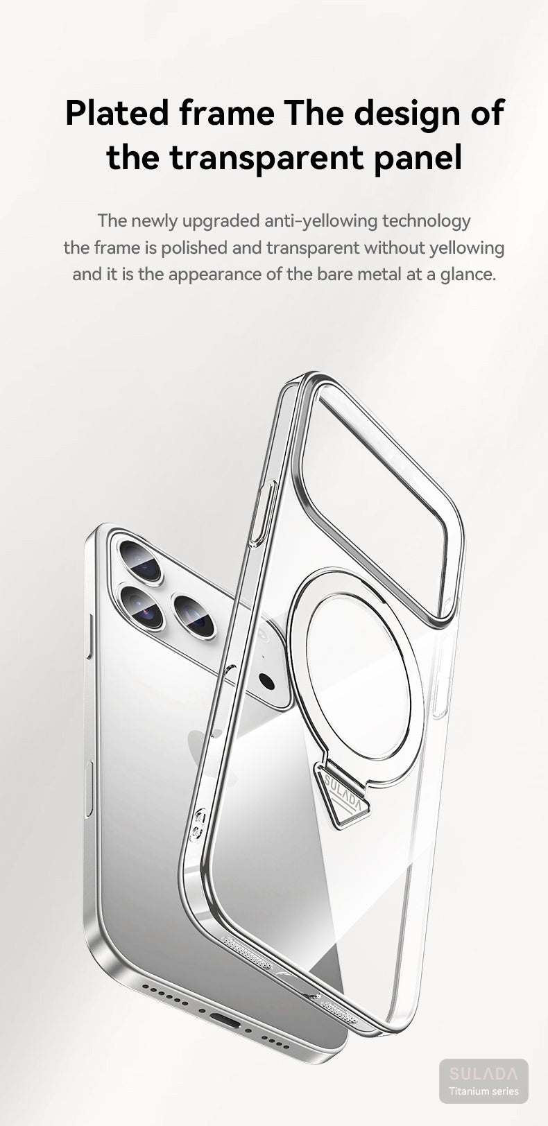 Ultra-Thin PC Case with Metal Ring Stand for iPhone
