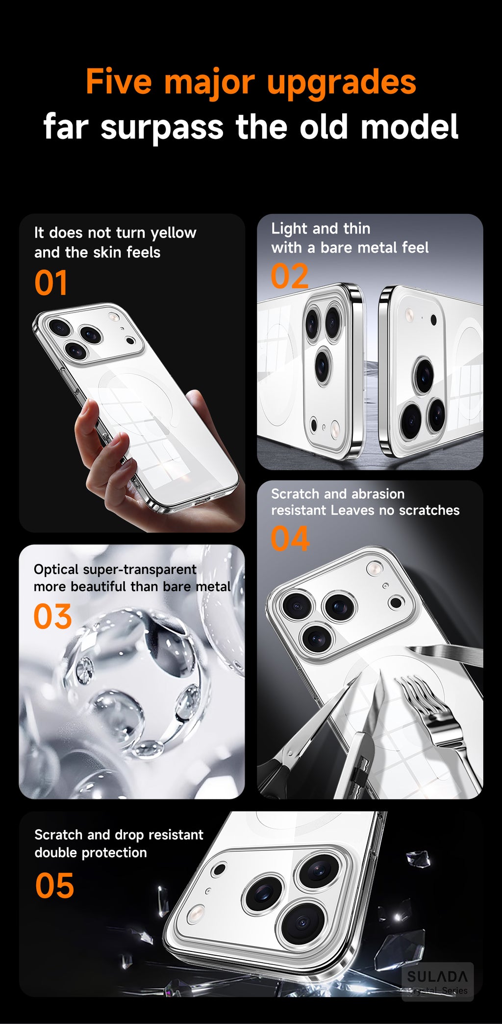 Clear Magnetic Hybrid Case with Hand-Applied Leather Detail for iPhone
