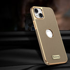 Togo Top-Grain Cowhide Leather Case with Electroplated Frame for iPhone