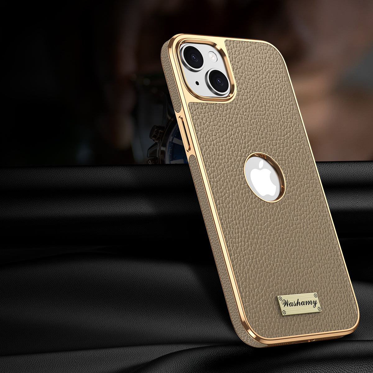 Togo Top-Grain Cowhide Leather Case with Electroplated Frame for iPhone