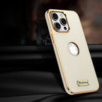 Togo Top-Grain Cowhide Leather Case with Electroplated Frame for iPhone