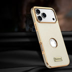 Togo Top-Grain Cowhide Leather Case with Electroplated Frame for iPhone