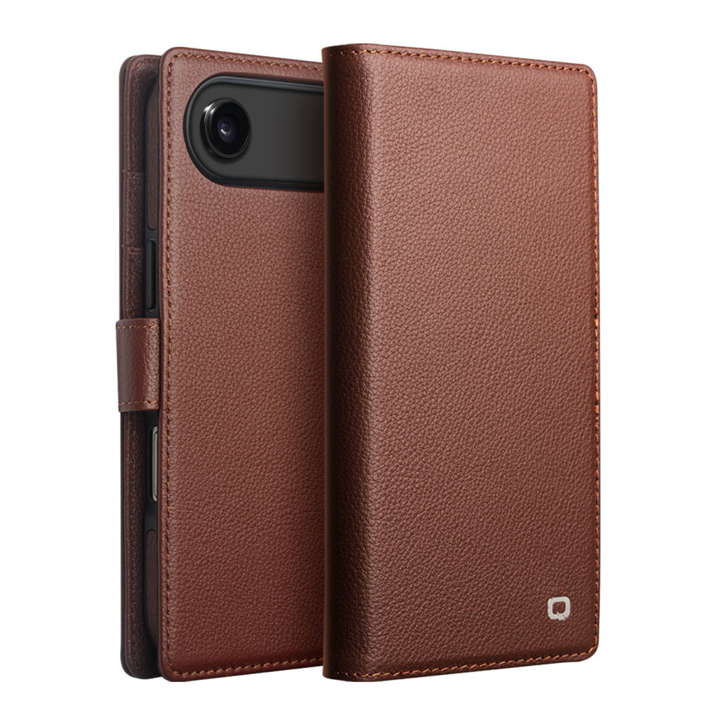 CornerMaple MagSafe Compatible Detachable Genuine Leather Wallet Case for iPhone 17 / iPhone Air / iPhone 17 Pro / iPhone 17 Pro Max - Magnetic Detachable Folio Case with Card Holder