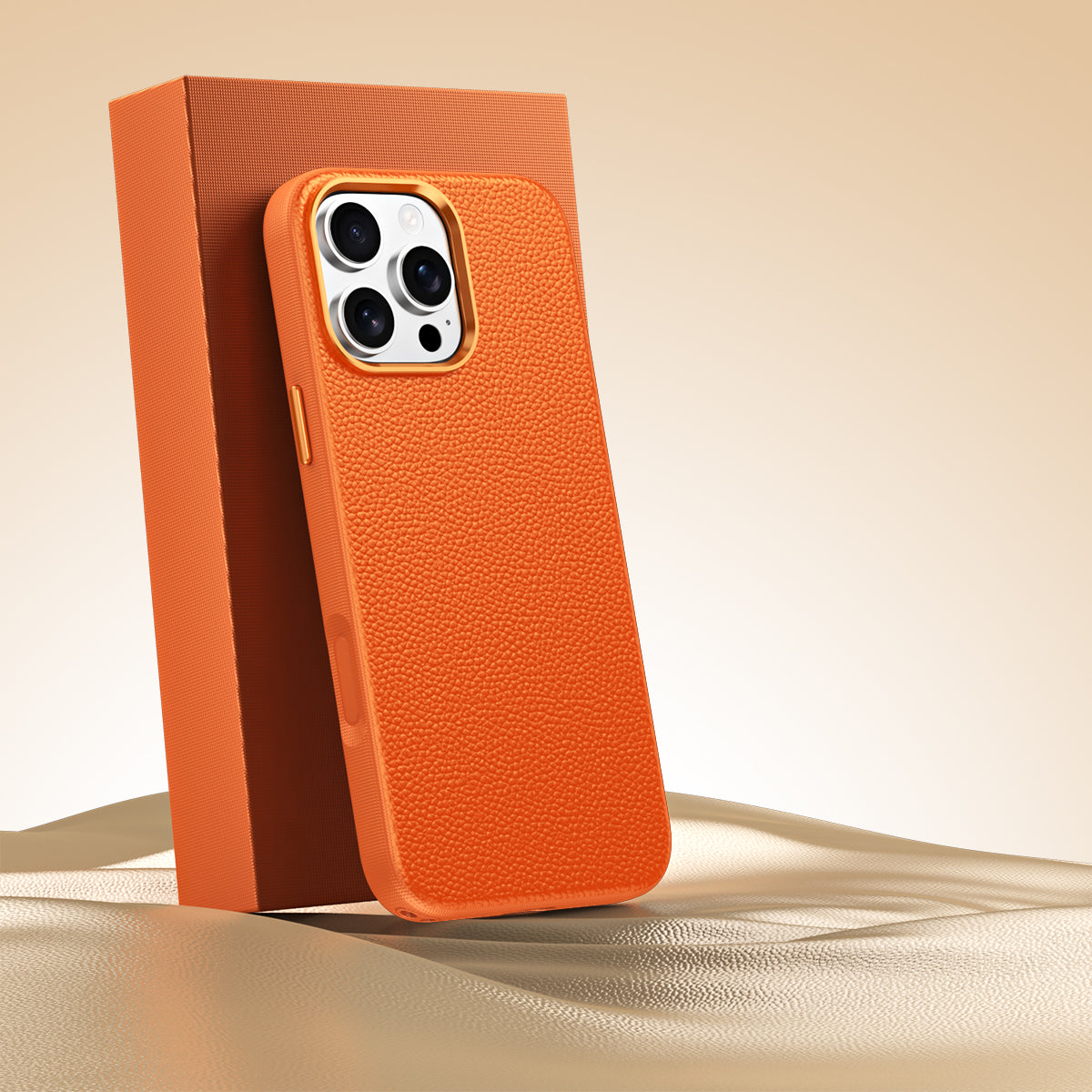 Premium Small Pebble Grain Top-Grain Cowhide Leather Case for iPhone