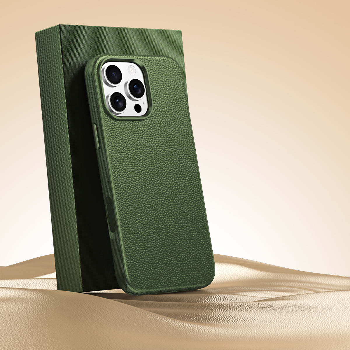 Premium Small Pebble Grain Top-Grain Cowhide Leather Case for iPhone