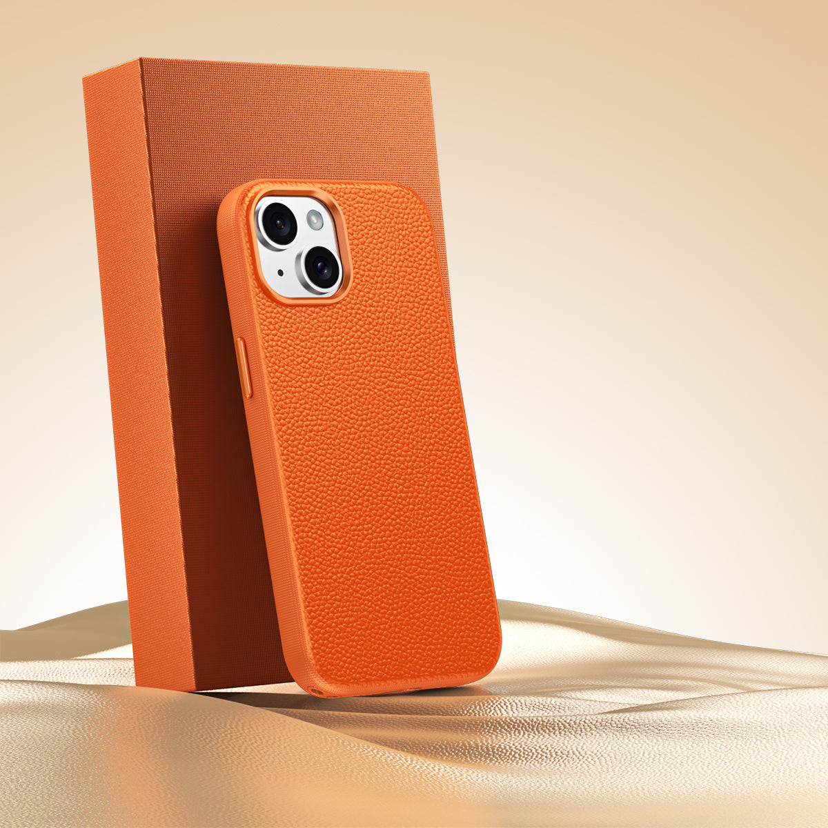Premium Small Pebble Grain Top-Grain Cowhide Leather Case for iPhone