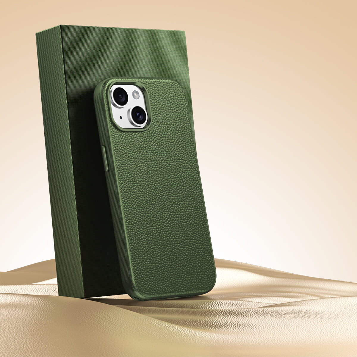 Premium Small Pebble Grain Top-Grain Cowhide Leather Case for iPhone