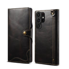 Genuine Vintage Oil-Wax Cowhide Leather Wallet Case for Samsung Galaxy S26 Series