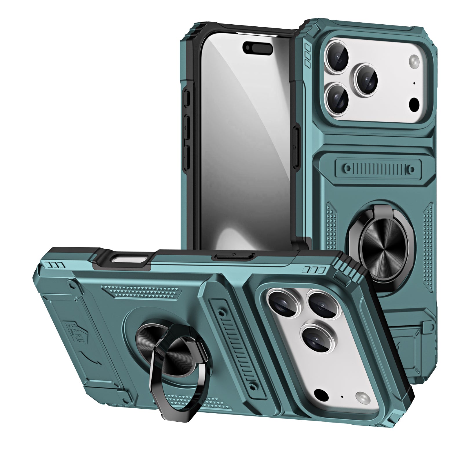 Rugged Shockproof Ring Stand Case for iPhone 17 / 16 / 15 / 14 / 13 Series
