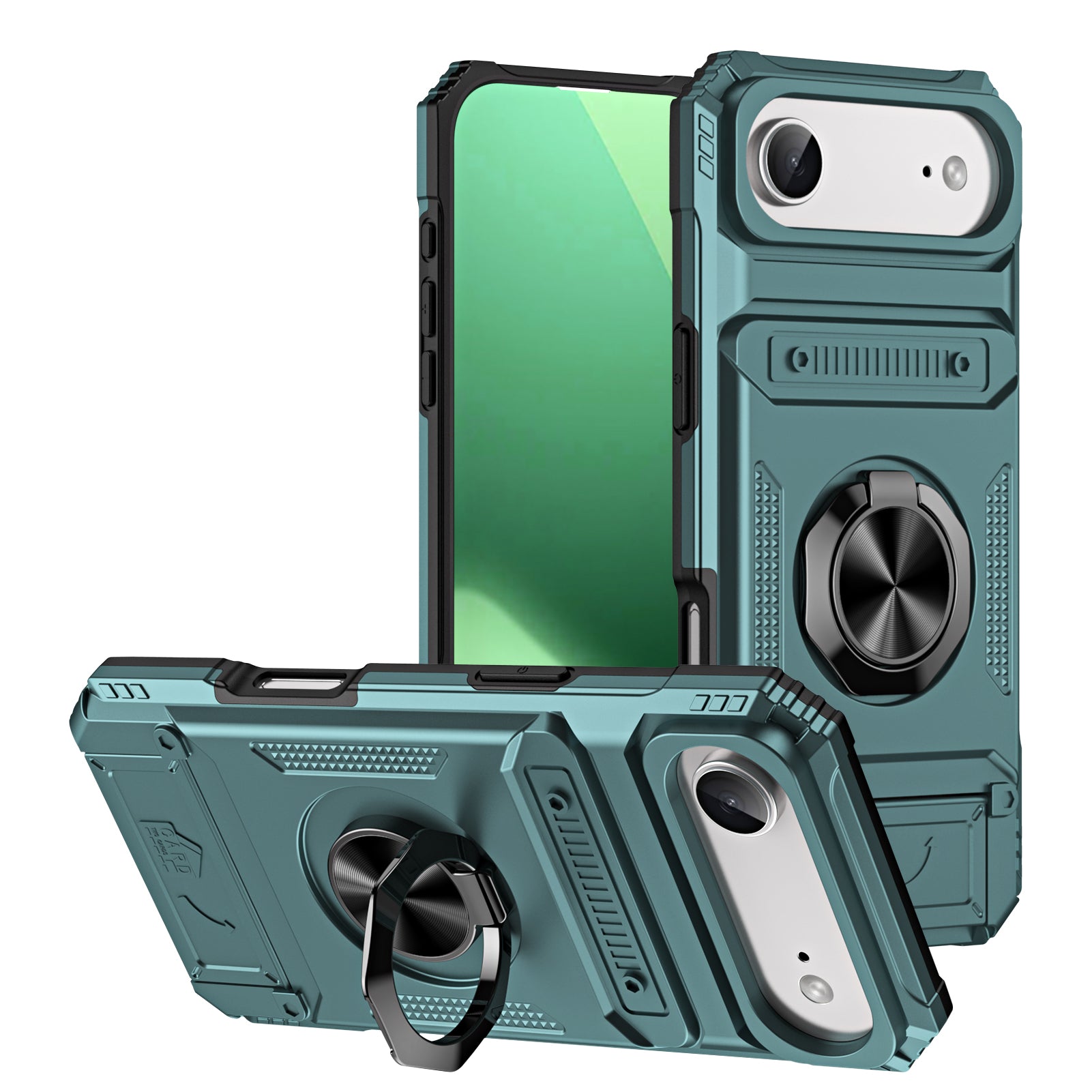 Rugged Shockproof Ring Stand Case for iPhone 17 / 16 / 15 / 14 / 13 Series