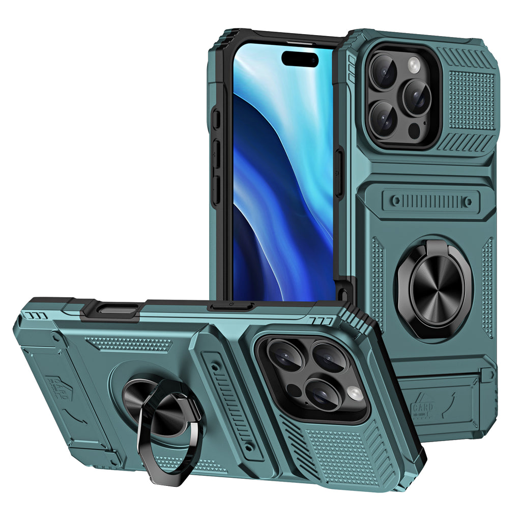 Rugged Shockproof Ring Stand Case for iPhone 17 / 16 / 15 / 14 / 13 Series