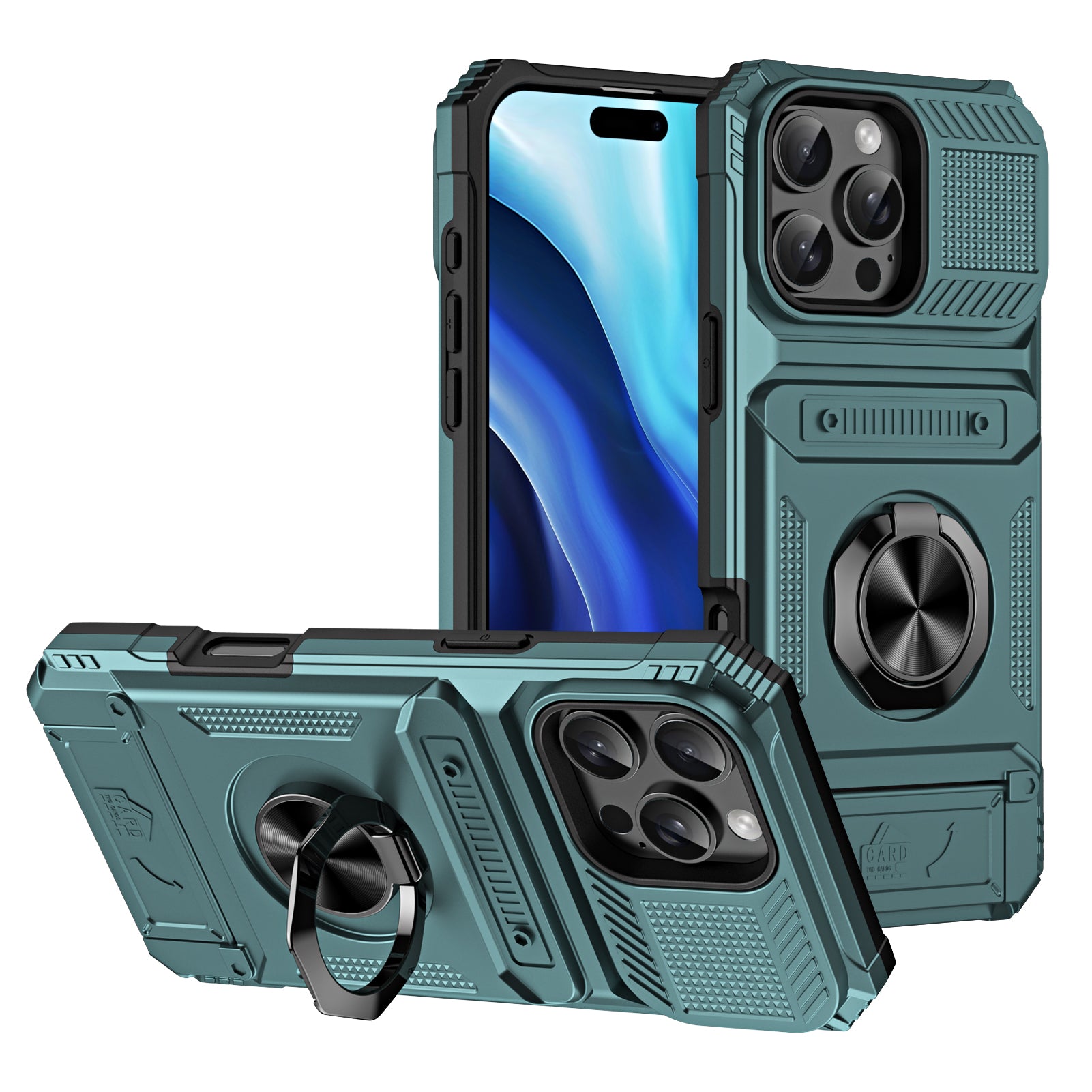 Rugged Shockproof Ring Stand Case for iPhone 17 / 16 / 15 / 14 / 13 Series