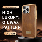 Leather-Look Magnetic Wireless Charging Case with Camera Lens Protection for iPhone