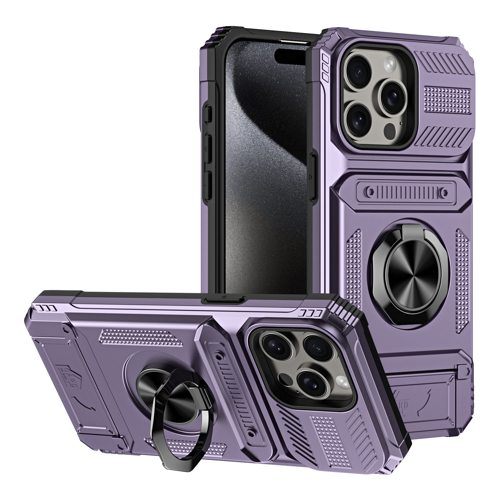 Rugged Shockproof Ring Stand Case for iPhone 17 / 16 / 15 / 14 / 13 Series