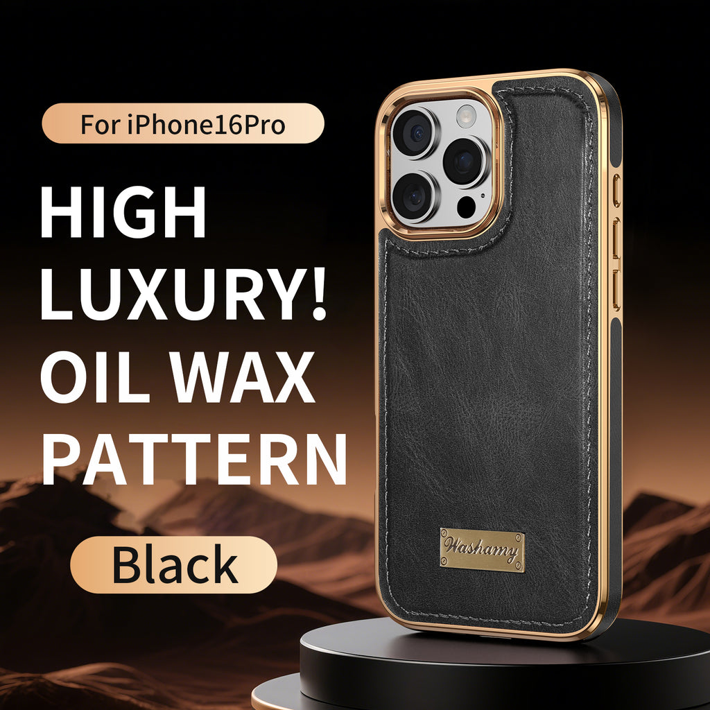 Leather-Look Magnetic Wireless Charging Case with Camera Lens Protection for iPhone
