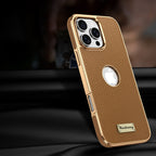 Togo Top-Grain Cowhide Leather Case with Electroplated Frame for iPhone