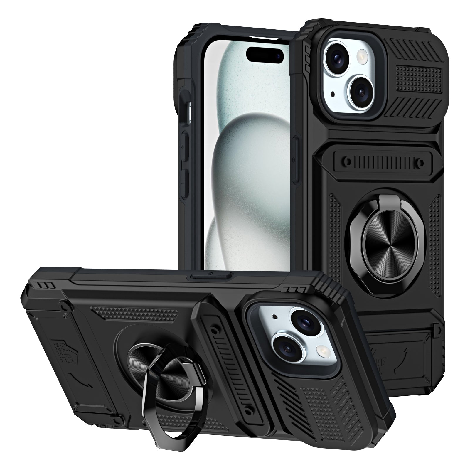 Rugged Shockproof Ring Stand Case for iPhone 17 / 16 / 15 / 14 / 13 Series