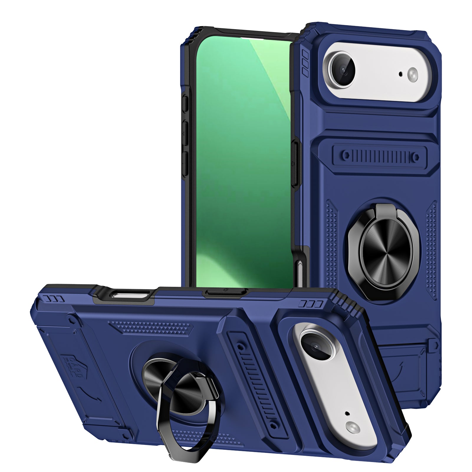 Rugged Shockproof Ring Stand Case for iPhone 17 / 16 / 15 / 14 / 13 Series