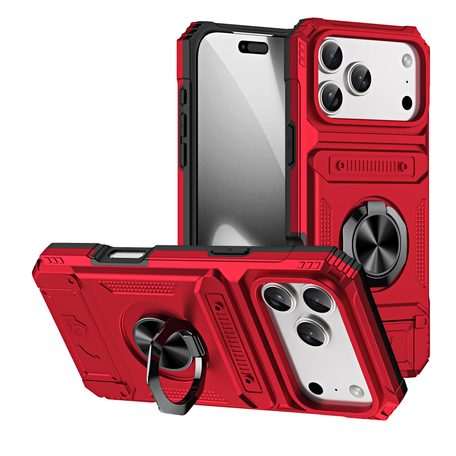 Rugged Shockproof Ring Stand Case for iPhone 17 / 16 / 15 / 14 / 13 Series
