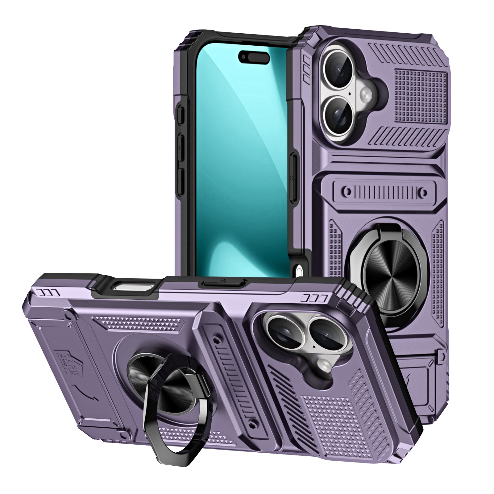 Rugged Shockproof Ring Stand Case for iPhone 17 / 16 / 15 / 14 / 13 Series