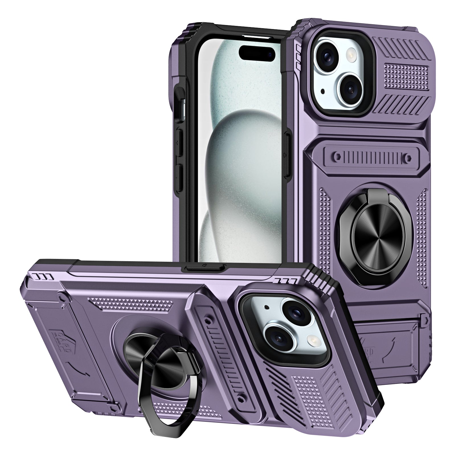 Rugged Shockproof Ring Stand Case for iPhone 17 / 16 / 15 / 14 / 13 Series