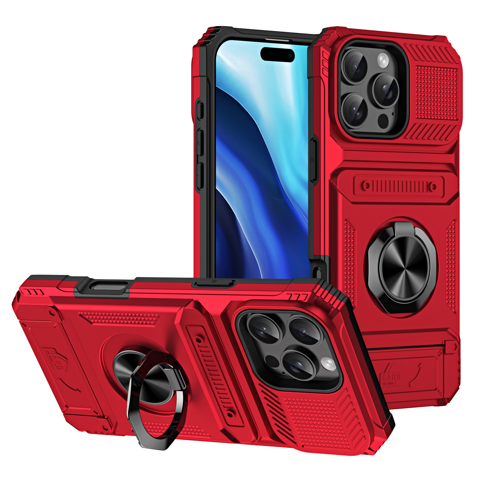 Rugged Shockproof Ring Stand Case for iPhone 17 / 16 / 15 / 14 / 13 Series