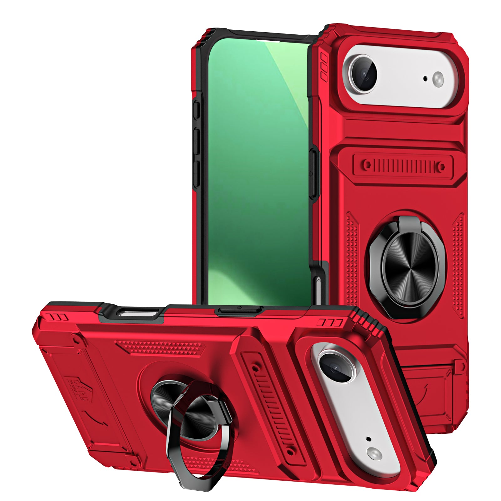 Rugged Shockproof Ring Stand Case for iPhone 17 / 16 / 15 / 14 / 13 Series