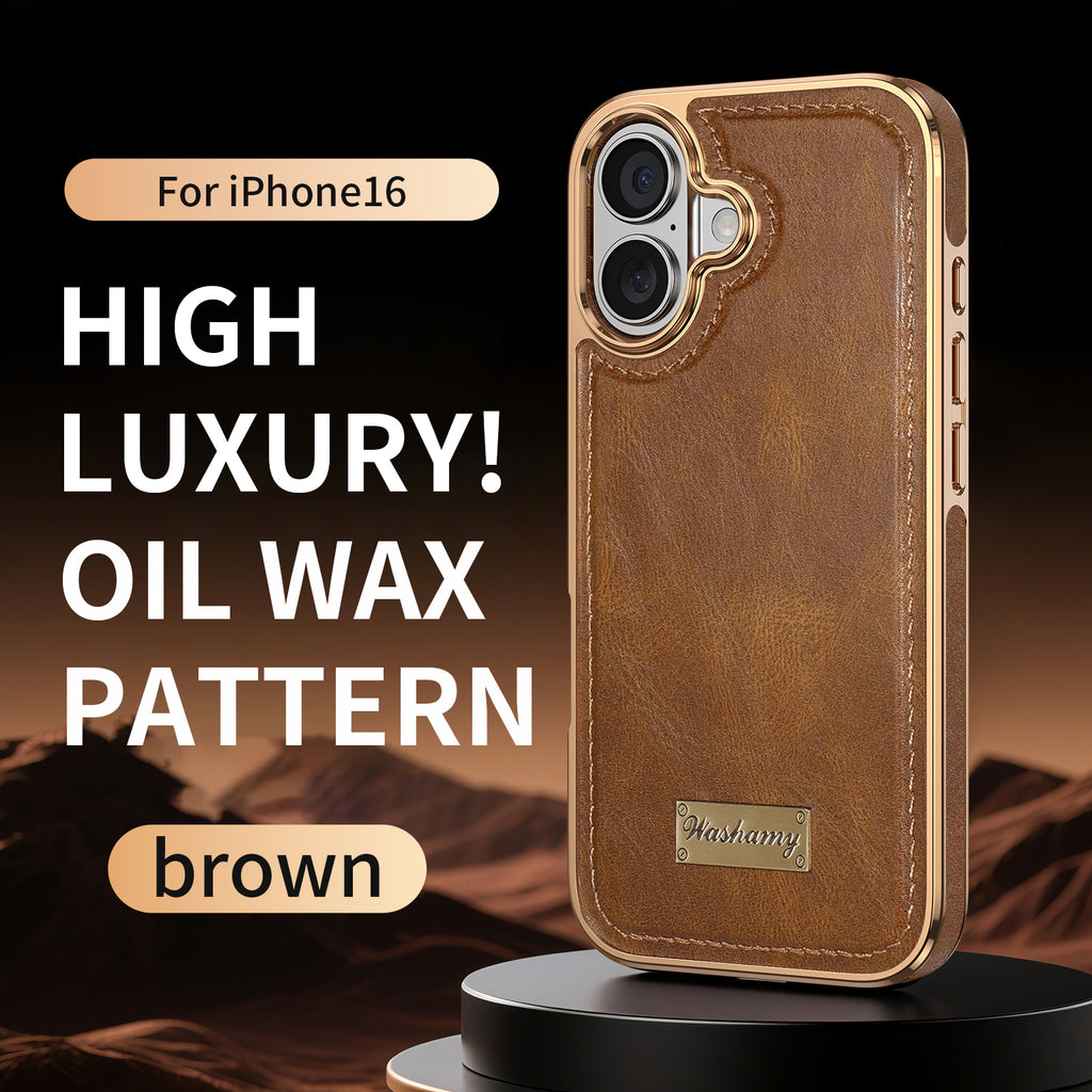 Leather-Look Magnetic Wireless Charging Case with Camera Lens Protection for iPhone