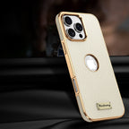 Togo Top-Grain Cowhide Leather Case with Electroplated Frame for iPhone
