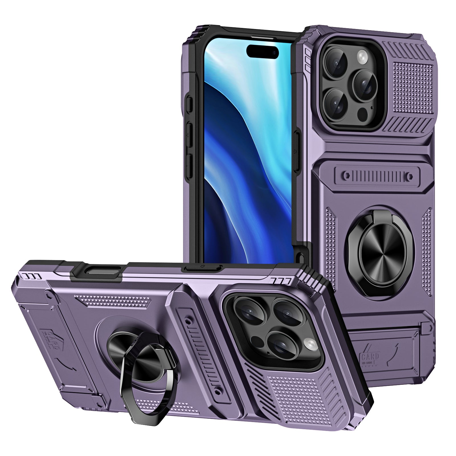Rugged Shockproof Ring Stand Case for iPhone 17 / 16 / 15 / 14 / 13 Series