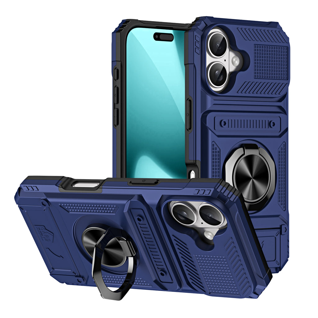 Rugged Shockproof Ring Stand Case for iPhone 17 / 16 / 15 / 14 / 13 Series