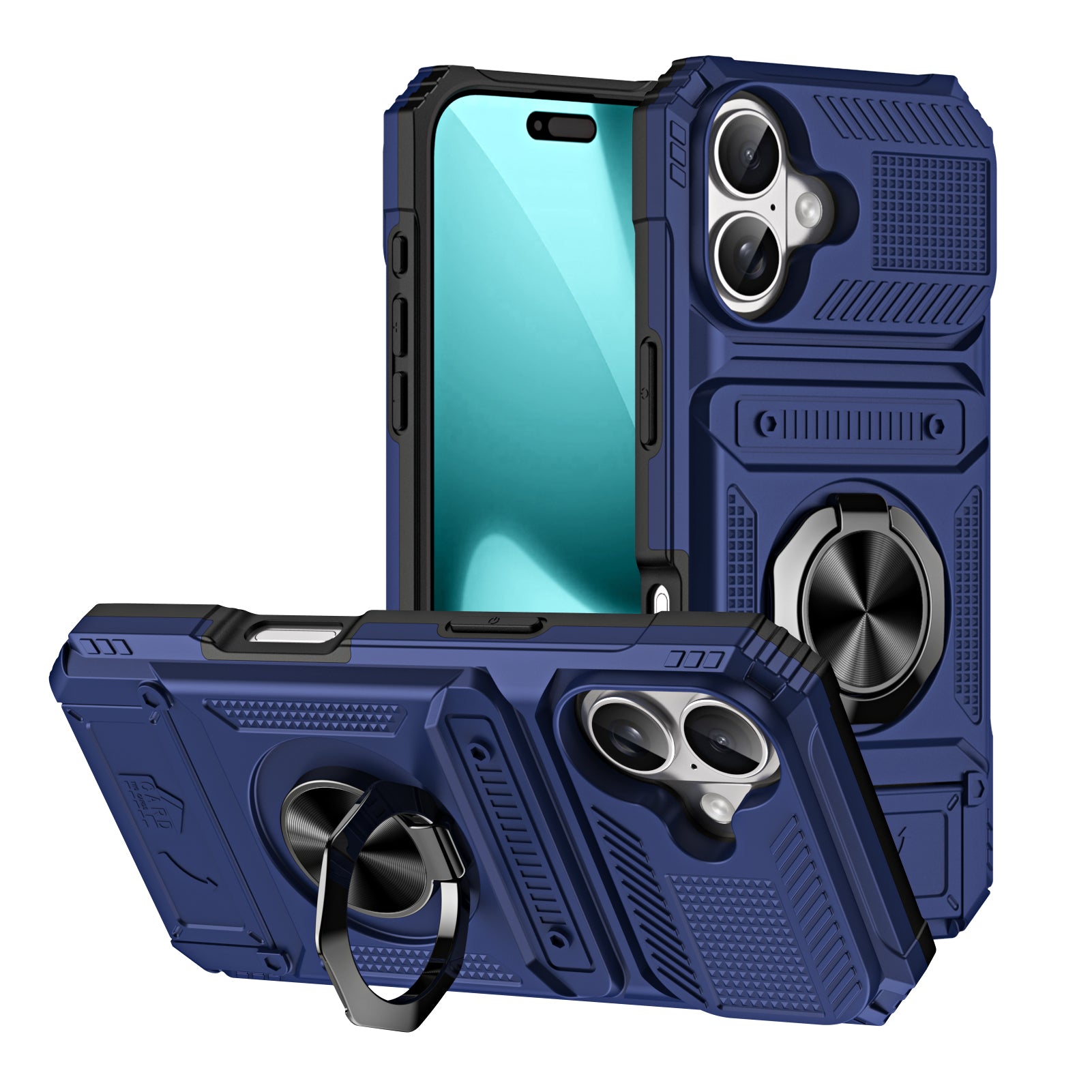 Rugged Shockproof Ring Stand Case for iPhone 17 / 16 / 15 / 14 / 13 Series