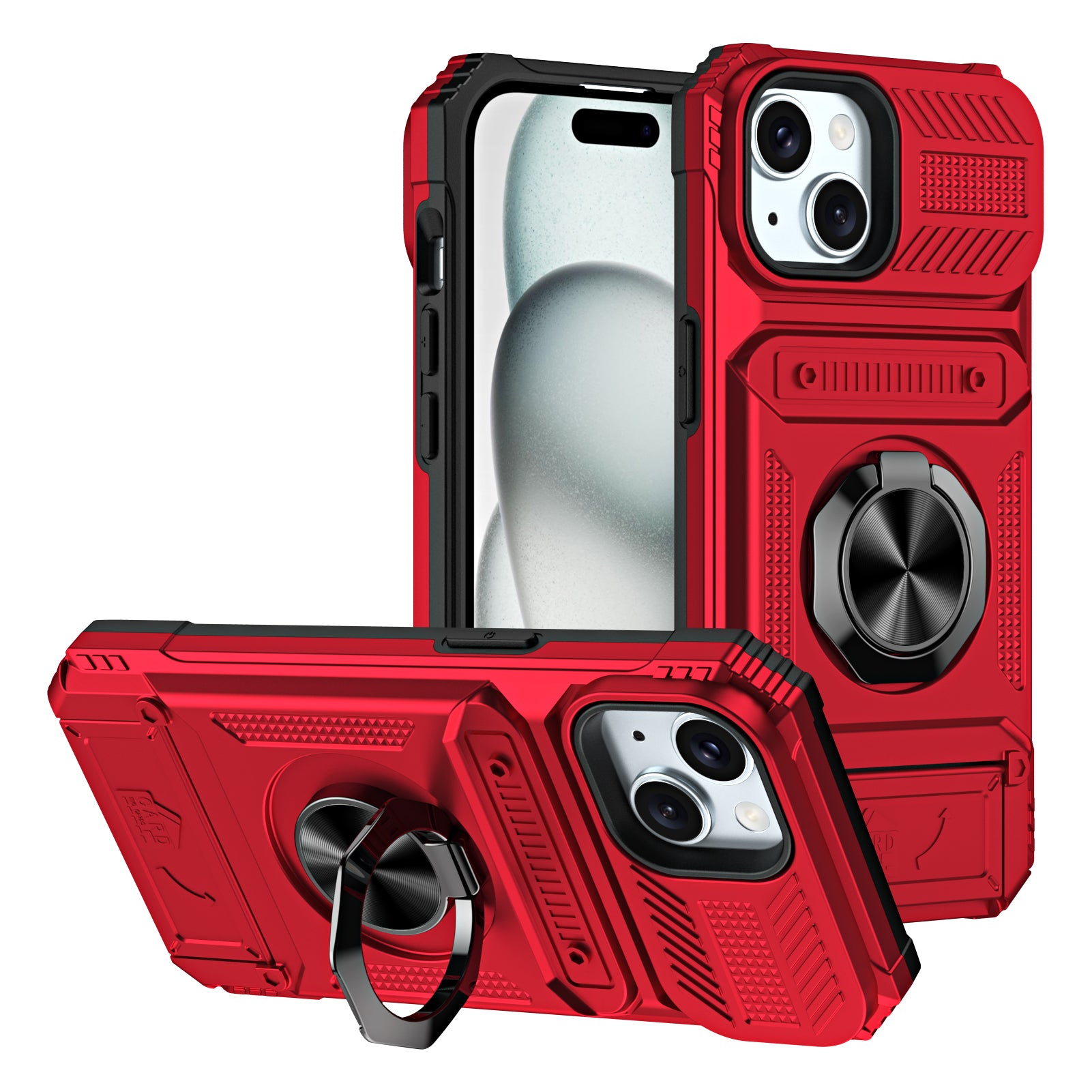Rugged Shockproof Ring Stand Case for iPhone 17 / 16 / 15 / 14 / 13 Series