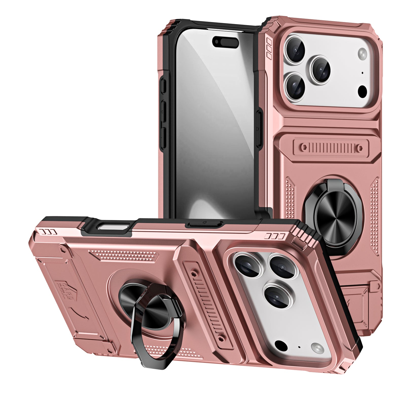 Rugged Shockproof Ring Stand Case for iPhone 17 / 16 / 15 / 14 / 13 Series
