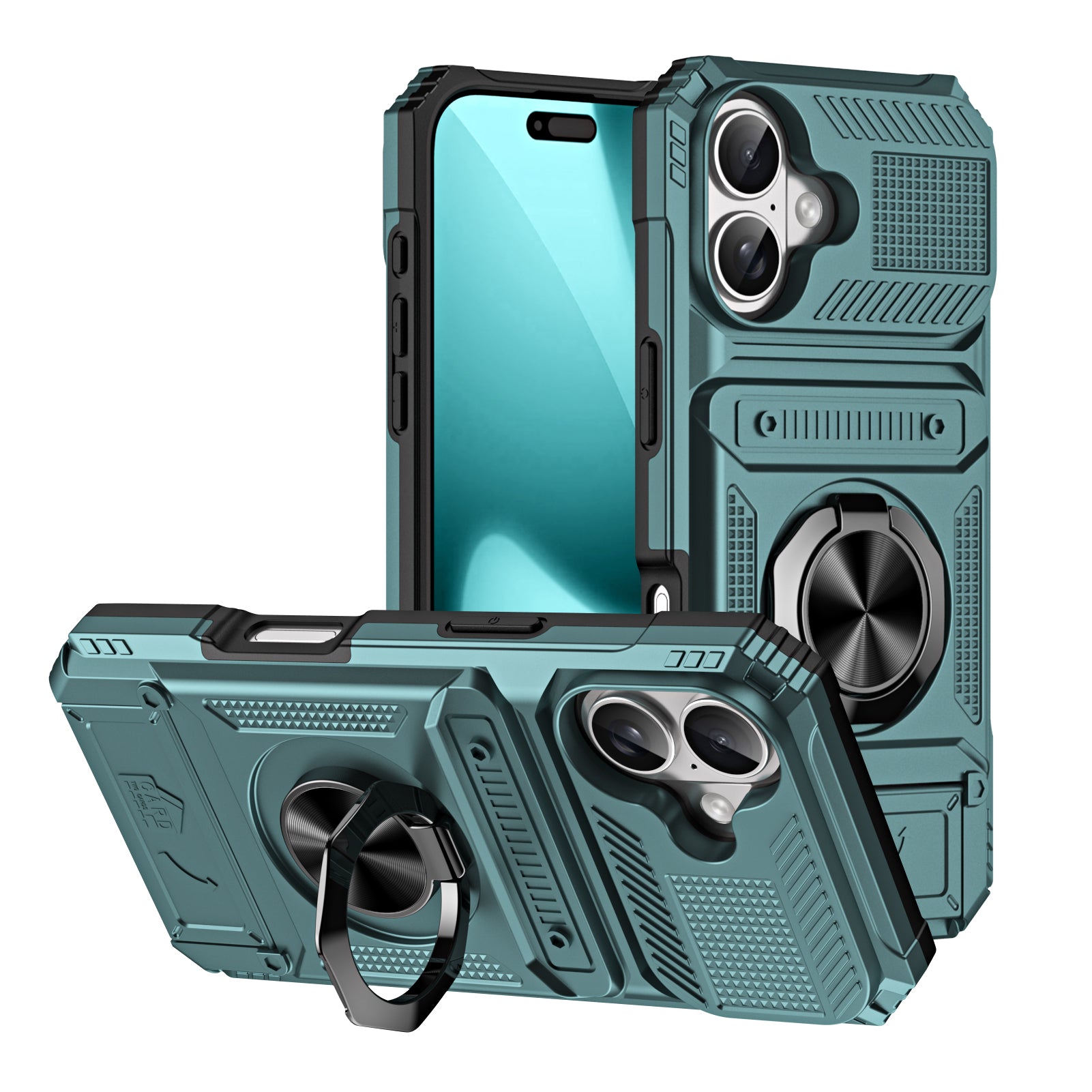 Rugged Shockproof Ring Stand Case for iPhone 17 / 16 / 15 / 14 / 13 Series