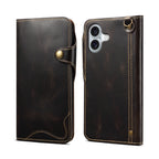 Genuine Vintage Oil-Wax Cowhide Leather Wallet Case for iPhone