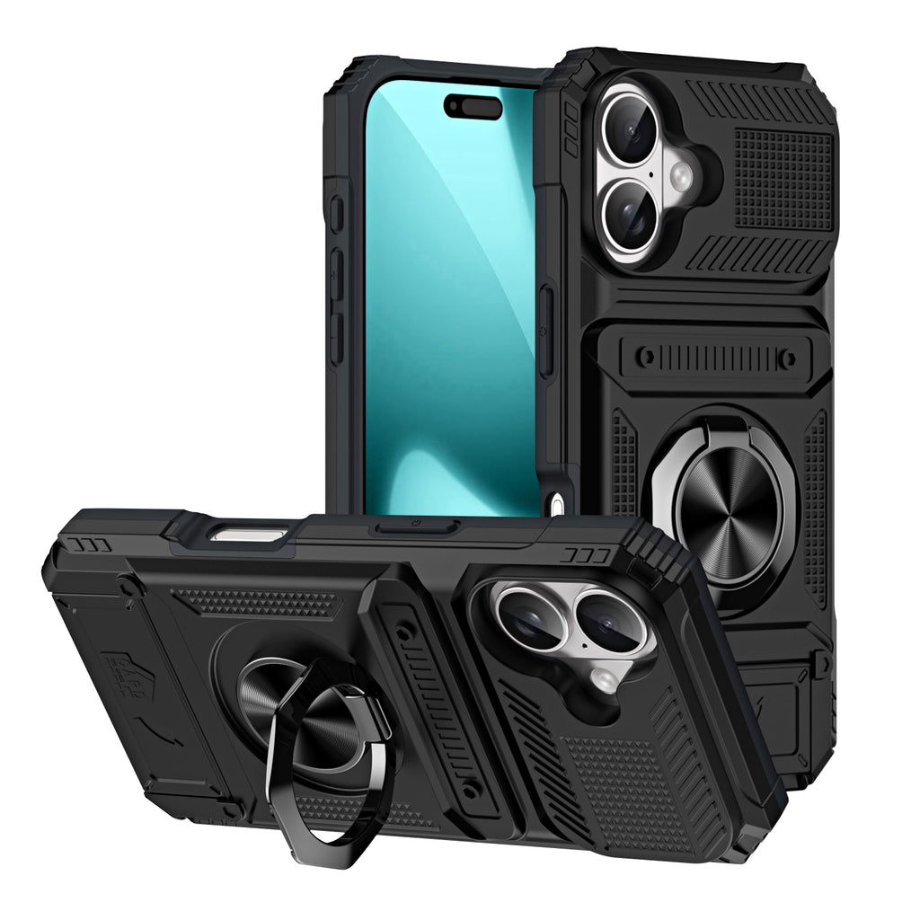 Rugged Shockproof Ring Stand Case for iPhone 17 / 16 / 15 / 14 / 13 Series