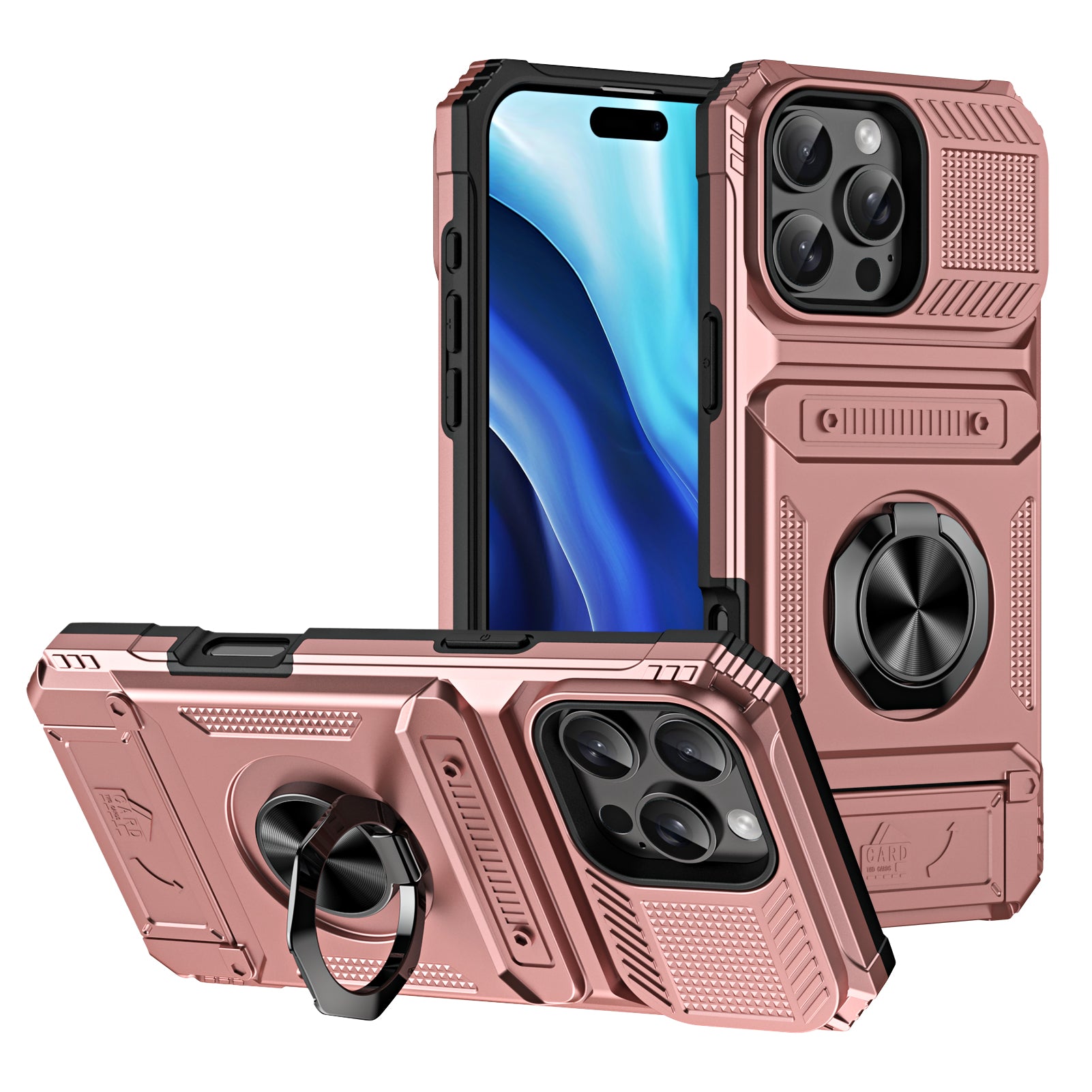 Rugged Shockproof Ring Stand Case for iPhone 17 / 16 / 15 / 14 / 13 Series